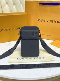 Louis vuitton original calfskin aerogram phone pouch M57089 black