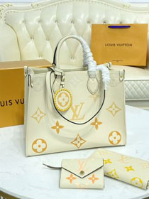 Louis vuitton original embossed calfskin onthego mm M45717 white&saffron