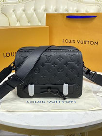 Louis vuitton original calfskin steamer messenger bag M57307 black 