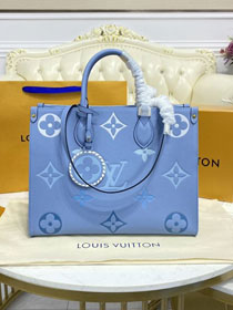 Louis vuitton original embossed calfskin onthego mm M45718 blue