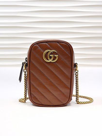 GG original calfskin marmont mini bag 598597 brown