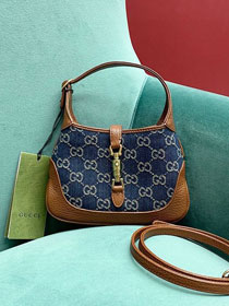 2021 GG original denim jackie 1961 mini hobo bag 637092 blue