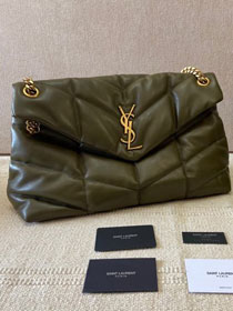 YSL original lambskin puffer medium bag 577475 dark green