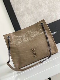 YSL original calfskin niki shopping bag 577999 khaki