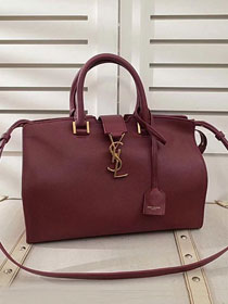 YSL original calfskin small cabas bag 394461 bordeaux