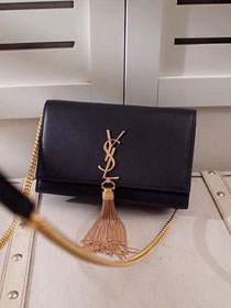 YSL original smooth calfskin kate chain wallet 452159 black