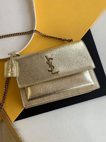 YSL original grained calfskin small sunset bag 441972 gold