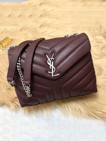 YSL original calfskin loulou small bag 494699 bordeaux