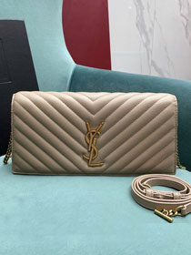 YSL original lambskin envelope clutch bag 632014 nude