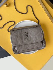 YSL original crinkled calfskin niki baby bag 633151 grey