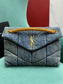 YSL original denim puffer medium bag 577475 blue