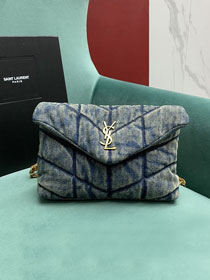 YSL original denim puffer mini bag 759337 blue