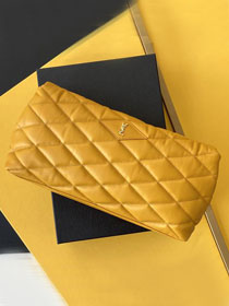 YSL original lambskin sade puffer envelope clutch 655004 saffron