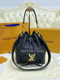 2021 Louis vuitton original calfskin lockme bucket bag M57687 black