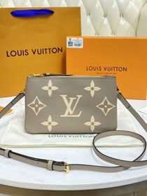 Louis vuitton original monogram calfskin double zip pochette M80084 grey