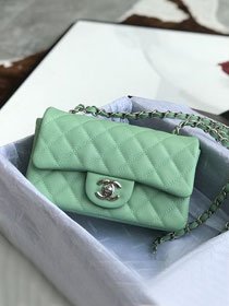 CC original grained calfskin mini flap bag A69900 light green