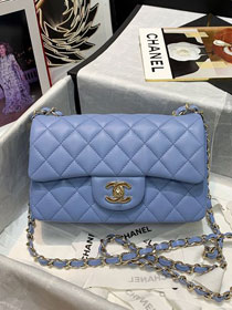 CC original lambskin mini flap bag A69900 light blue