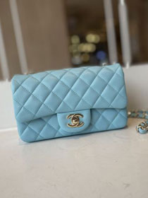 CC original lambskin mini flap bag A69900 sky blue