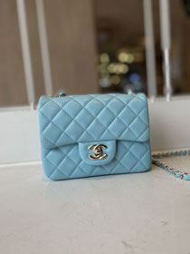 CC original lambskin super mini flap bag A35200 sky blue