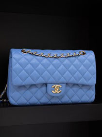 CC original handmade lambskin medium flap bag HA01112 blue