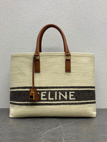 Celine original textile cabas tote 190062 white&black