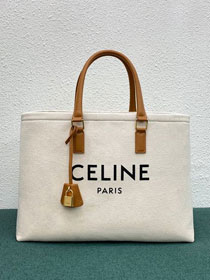 Celine original textile cabas tote 190062 white&tan