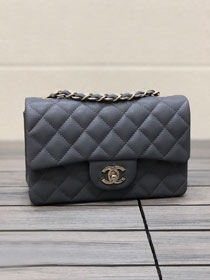 CC original grained calfskin mini flap bag A69900 dark grey