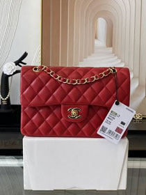 CC original lambskin small flap bag A01113 red