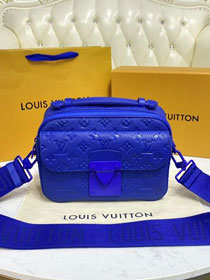 Louis vuitton original monogram calfskin s lock messenger bag m58489 blue