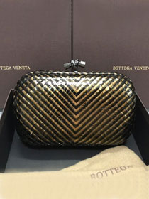 BV original python leather knot clutch 113085 black&gold