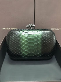 BV original python leather knot clutch 113085 black&green