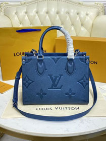 Louis vuitton original embossed calfskin onthego pm M45660 blue