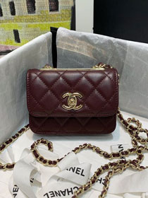 CC original lambskin mini wallet on chain A82768 bordeaux