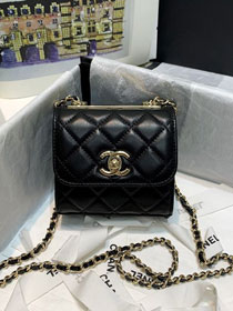 CC original lambskin mini wallet on chain A82769 black