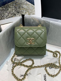 CC original lambskin mini wallet on chain A82769 green