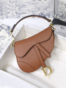 Dior original grained calfskin mini saddle bag M0447 caramel