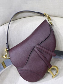 Dior original grained calfskin saddle bag M0446 burgundy