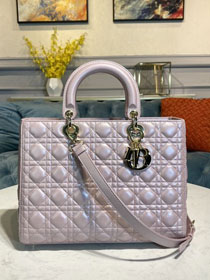 Dior original lambskin large lady dior bag 44560 light pink