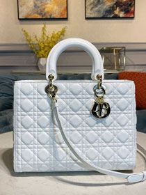 Dior original lambskin large lady dior bag M0566 white