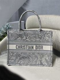 Dior original canvas medium book tote oblique bag M1296 light grey