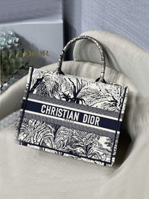 Dior original canvas medium book tote oblique bag M1296 navy blue