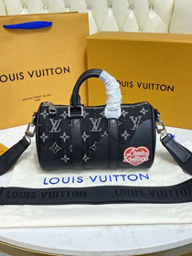 Louis vuitton original monogram denim keepall xs M81010 black