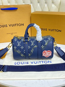 Louis vuitton original monogram denim keepall xs M81011 blue