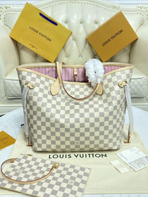 Louis vuitton original damier azur neverfull mm N41605 pink