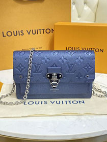 Louis vuitton original monogram calfskin vavin chain wallet M59077 blue