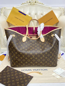 Louis vuitton original monogram canvas neverfull gm M41180 rose red