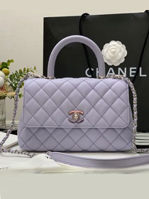 CC original grained calfskin small coco handle bag A92990 purple(gradient lacquered metal)