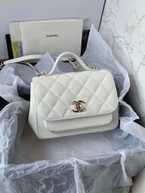 CC original grained calfskin small top handle flap bag A93749 white