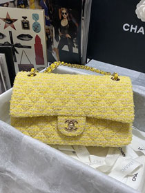 CC original tweed medium flap bag A01112 yellow