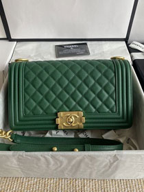 CC original fine grained calfskin medium boy handbag A67086 green